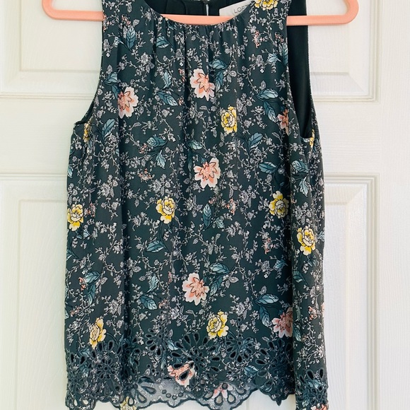 LOFT Tops - 💕🌈💕Loft Brand Women’s Floral Sleeveless Blouse Slate Blue with Floral Design